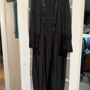 Halston Heritage Black Velvet-Trimmed Robe